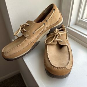 Vionic Men's Orthopaedic Beige Leather Boat Shoes, Size 12